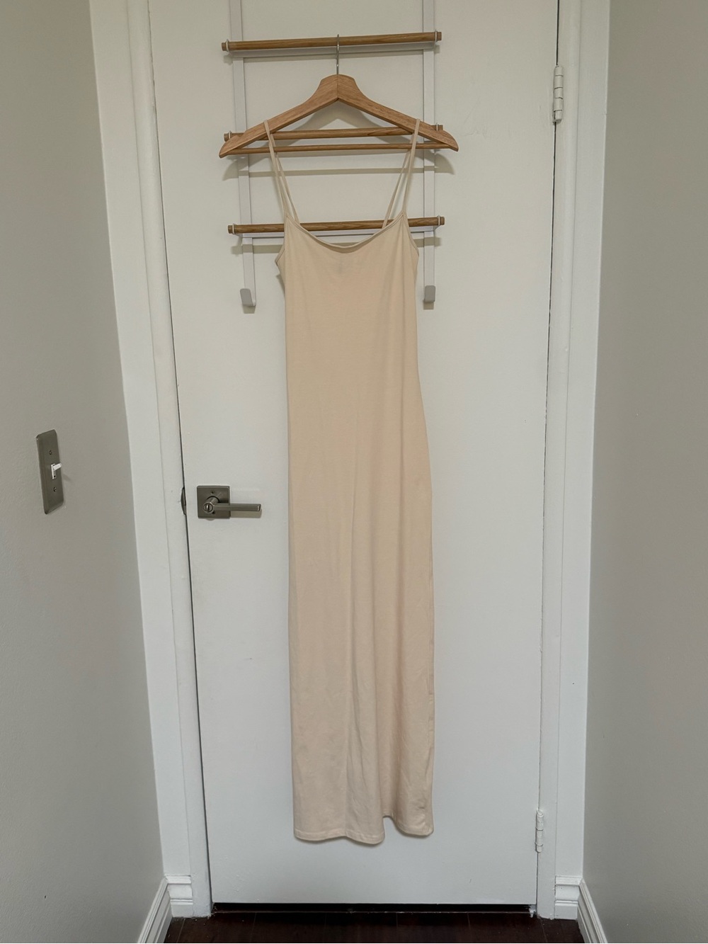 H&M Cream Maxi Slip Dress with Spaghetti Straps